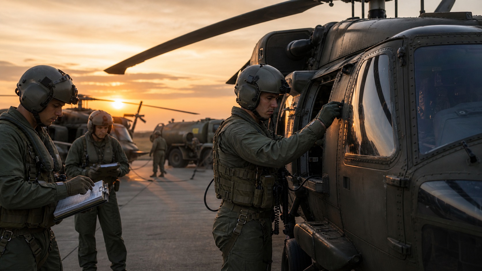 Ultra photorealistic defense image for Army Aviation: Helicopters, Pilots, and Airborne Missions