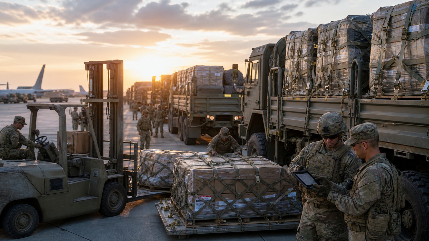 Ultra photorealistic defense image for How Army Units Move: Logistics, Mobility, and Rapid Deployment