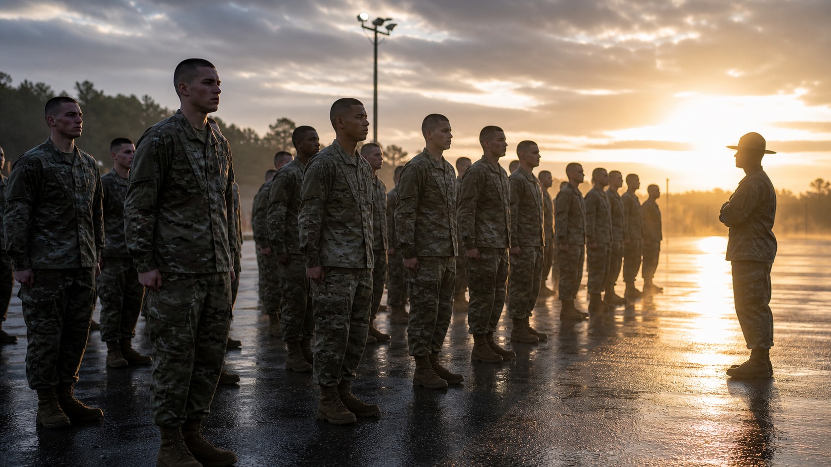 Ultra photorealistic defense image for Inside Army Boot Camp: Week-by-Week Survival Guide