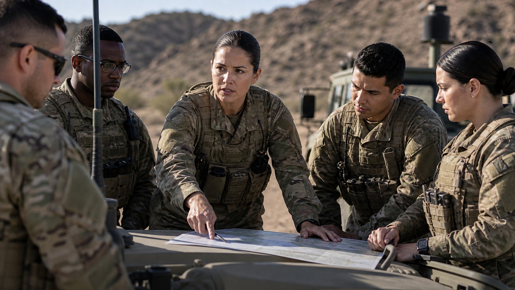 Ultra photorealistic defense image for Women in the Army: Breaking Barriers and Leading Change